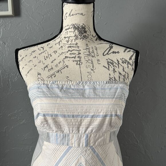 GAP  Striped Lined Boho Coastal Strapless Midi Dress  6 Y2K Summer  Elegance - Picture 3 of 9